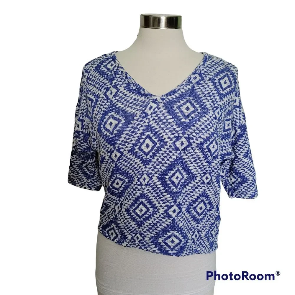 BONGO Blue&White Cropped, 1/2 Sleeve, M